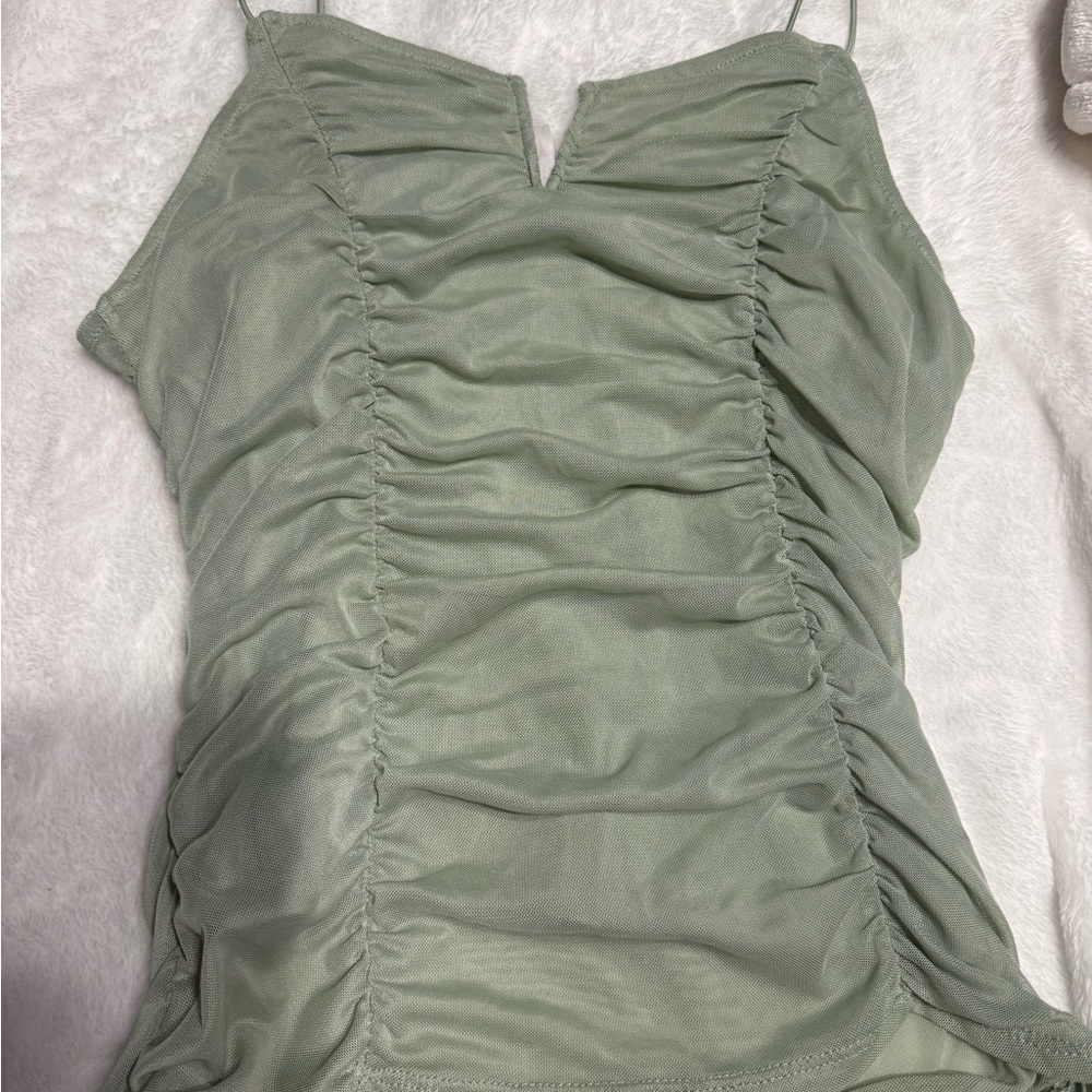 No Boundaries Light Green Ruched Camisole